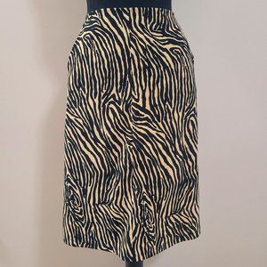 BETSEY JOHNSON Sexy Bombshell Pinup Knee Length Animal Print Midi Pockets Skirt